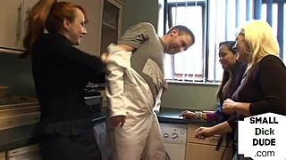 Small Cock Guy Jerked Hard by Two Matures and Asian Amateur