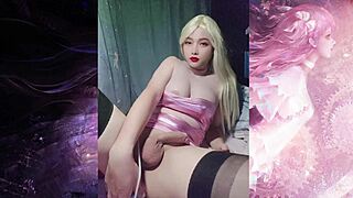 shemale selena sister masturbates big cock in heels and skirt! 😘🍆