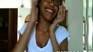 Look at this fine ass Dominican girl with glasses stripping naked on live webcam? So hot!