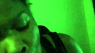 ebony girl gives sloppy head in the bedroom