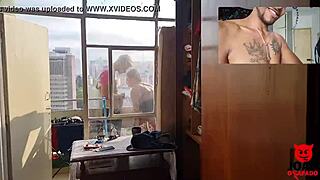 Couple fucking on the balcony, and I joined the threesome with Caah Kabulosa!