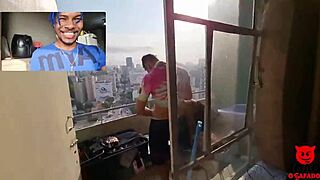Couple fucking on the balcony, and I joined the threesome with Caah Kabulosa!