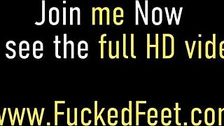 Foot Fucking Action as Kendra Heart Works Dick with High Arched Feet!