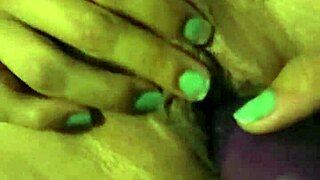 Latina amateur squirts hard with big dildo in close-up solo play