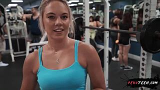 Caught in Gym Locker Room - Pervteen Spies on Blonde Deepthroating