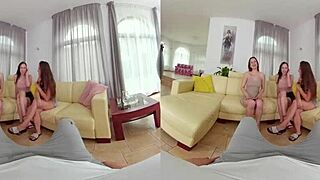 hey, check out this slutty foursome with three hot girls in czech vr 364, getting facials and handjobs in pov hardcore