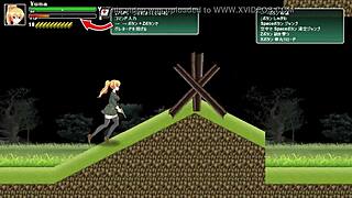 In this hentai game, a cute blonde girl gets fucked by soldiers during the battle of girls gameplay
