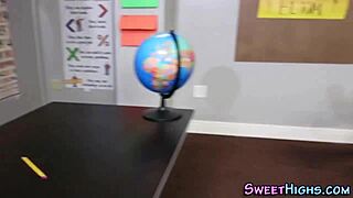 Student Teen Gets Messy Facial After Blowjob