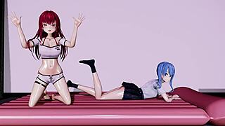 Ntr lesbians in anime cartoon with scissoring and toys