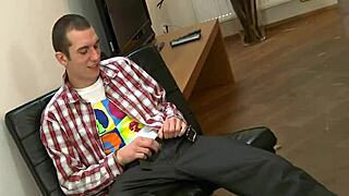 the guy with the monster one-eyed cock enjoys gay porn action