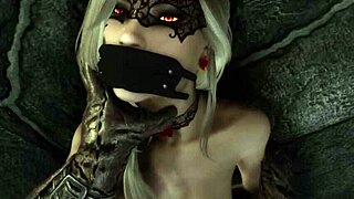 In Skyrim, a blonde vampire endures intense bondage and anal