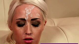 busty british nymph gets doggystyled before facial