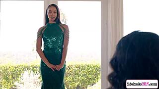 ebony lesbian model scissoring with big tits milf coach