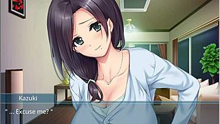 Step mother and step sister in wet t-shirt with huge tits in anime game