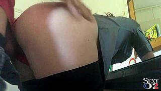 french amateur in satin thong gets doggystyle