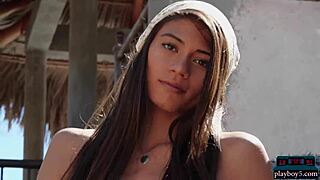 Petite Asian Teen Hannah Le Strips Bare on Ranch