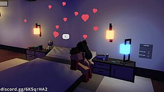 Demon passionately fucks his hot roblox fan in missionary position, leading to a creampie.