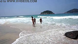 Wow, Jessica Azul takes two monster cocks at the nude beach! 🏖️