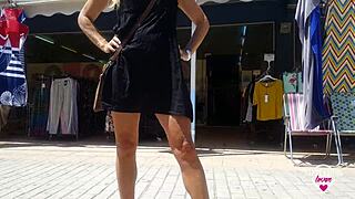 nippelringlover flashes pierced pussy upskirt in public store