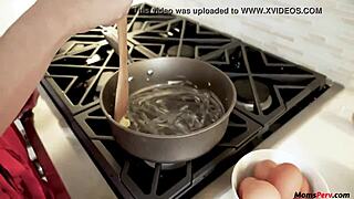 stepmom helps while stepson cooks