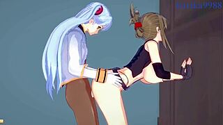 nine and chitose kisaragi and ruri hoshino intense lesbian play and futanari sex