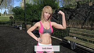 Why can't John stop staring at Katia's big boobs during training?