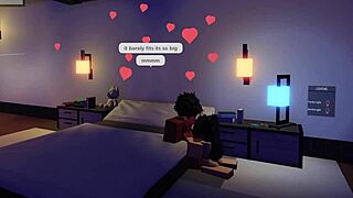 Demon passionately fucks his hot roblox fan in missionary position, leading to a creampie.