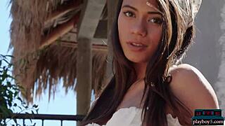 Petite Asian Teen Hannah Le Strips Bare on Ranch