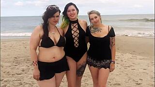 these lovely ladies had an amazing beach photoshoot in tiny bikinis today.
