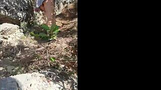 Hey, wanna see stepmom strip panties and suck cock on the beach?