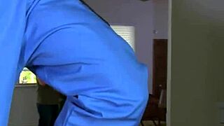 abigail mac and officer johnny sins in a police office scene