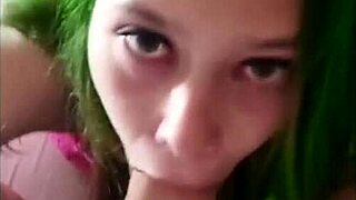 Latina performs homemade blowjob in web chat