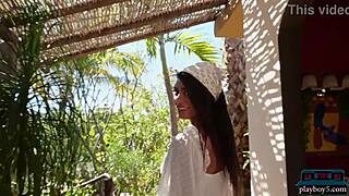 Petite Asian Teen Hannah Le Strips Bare on Ranch