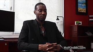 secretary earns job back on boss's big black cock