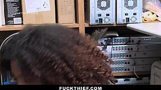 black teen got punished by mall guard's big cock in the garage