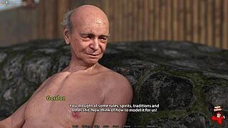 In the golden mean episode 21, a redhead milf engages in a threesome handjob with strangers featuring monster cocks.