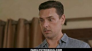 Petite blonde stepdaughter shows stepdad and stepbrother her income tricks