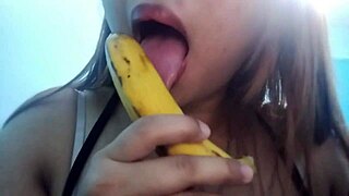 this filipina beauty teases with seductive banana play before getting down to sucking