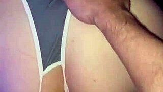 Wife in doggystyle cuckold with old man bent over