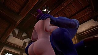 Blue man dominates elf in Warcraft parody