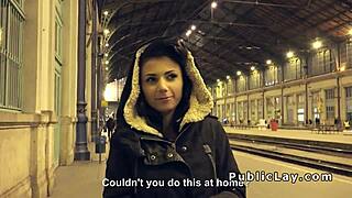 hey, hungarian hottie takes on a massive cock in public banging scene