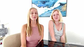Big natural tits German student gets her first lesbian sex