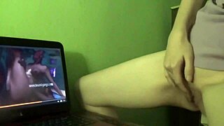 Intense dry humping leads to orgasm while watching porn