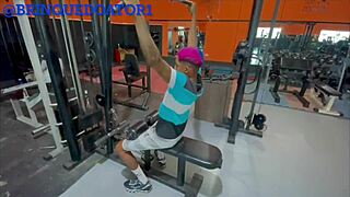 after gym, tired babe wants all-night fuck in shower with interracial blowjob party