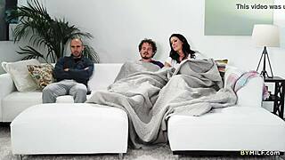 Busty stepmom Reagan Foxx sneaks quick sex with stepson.