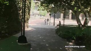 Quick Blowjob by Cute Teen on Outdoor Stairs!