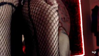 BBW Mistress in Fishnets Rubs Stockings for Fetish Voyeur ASMR
