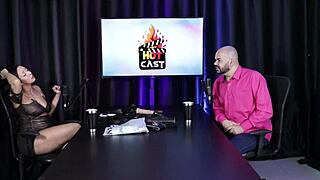 Brazilian model in sheer red with friend interaction