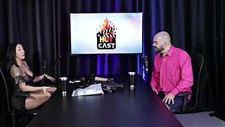 Brazilian model in sheer red with friend interaction