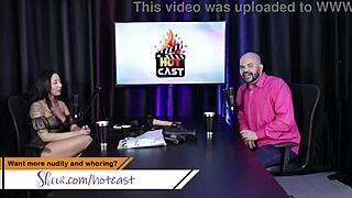 Brazilian model in sheer red with friend interaction